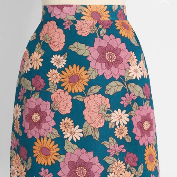 Princess Highway Dresses & Skirts - Modcloth Princess Highway Floral Teal Skirt